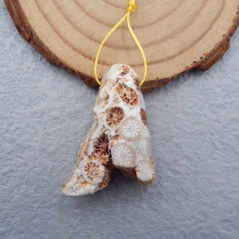 Nugget 印尼化石珊瑚吊坠珠,29X22X13mm,8.6g