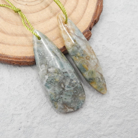 1 对海洋碧玉耳环珠,37x9x4mm,35x14x4mm,5.6g