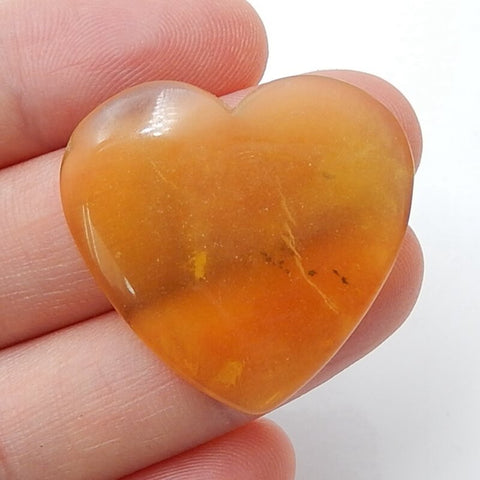 Natural Agate Heart Gemstone Cabochon, 28x29x4mm, 3.9g - MyGemGarden