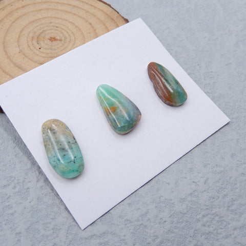 3 PCS Natural Blue Opal Cabochons 20X9X5mm, 19X12X5mm, 5.2g