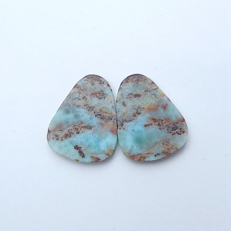 Natural Blue Opal Pear Cabochon Pair, 29x22x5mm, 9.6g - MyGemGarden
