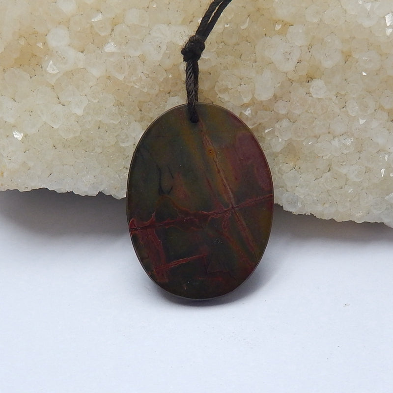 New design Multi-Color Picasso jasper Carved 3 women Oval Gemstone Pendant Bead, 29x21x3mm, 3.4g - MyGemGarden