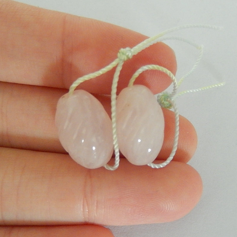 Natural Rose Quartz Drilled Earrings Pair,15x10mm,4.4g - MyGemGarden