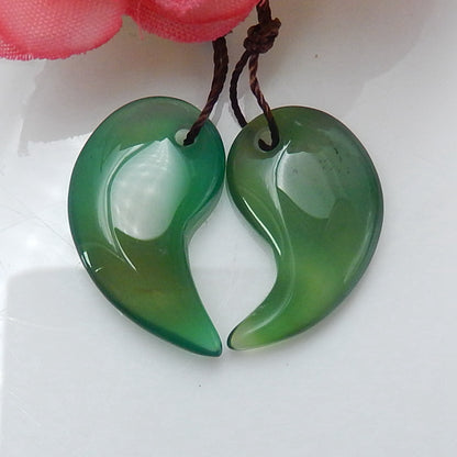 Natural Green agate Earrings Pair, stone for Earrings making, 21x14x5mm, 4.7g - MyGemGarden
