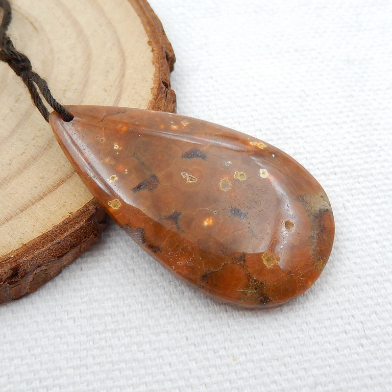 Natural Ocean Jasper Drilled Teardrop Gemstone Pendant Bead, 37x22x6mm, 6.6g - MyGemGarden
