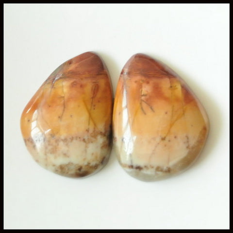 Natural Multi-Color Picasso Jasper Gemstone Cabochon Pair 20x15x5mm,4.5g - MyGemGarden