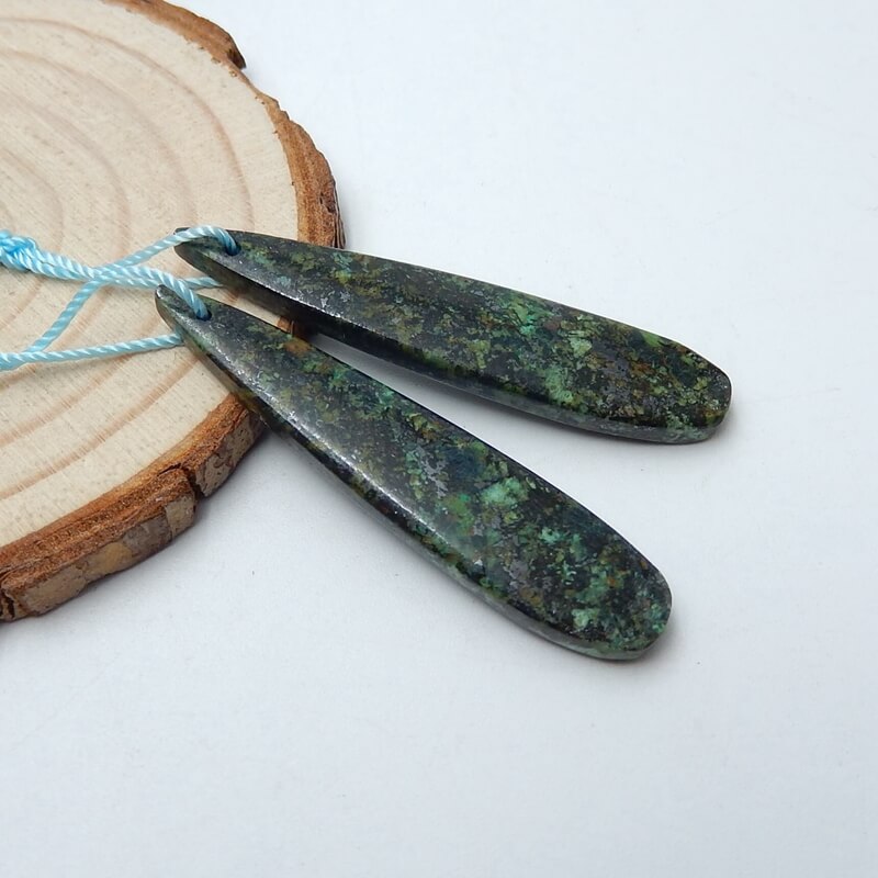 Natural African Turquoise Teardrop Earrings Pair, stone for Earrings making, 44x10x4mm, 6.1g - MyGemGarden