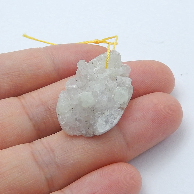 Natural Quartz Pendant Bead, 27x17x9mm, 4.8g - MyGemGarden