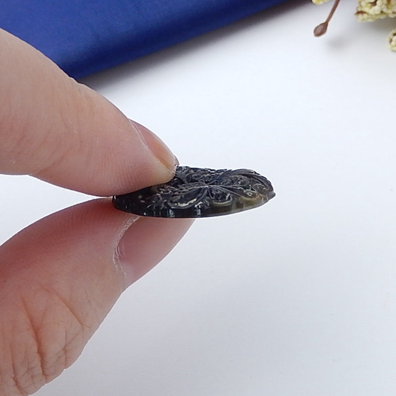 Natural Abalone Shell Gemstone Cabochon, 22x3mm, 2g - MyGemGarden