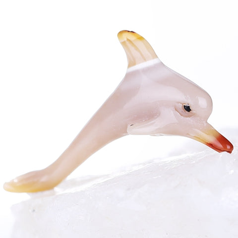 Carved dolphin Mookaite Jasper Gemstone Cabochon, 43x18x8mm, 4.48g - MyGemGarden