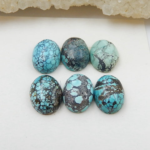 6 PCS Natural Oval Turquoise Gemstone Cabochons, 9x7x4mm, 2.7g - MyGemGarden