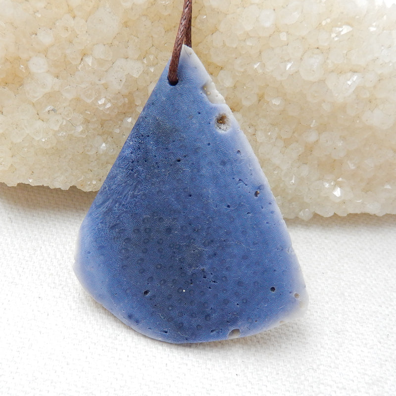 New, Blue Fossil Coral Gemstone Pendant, Nugget Pendant, 53x38x14mm, 23.2g - MyGemGarden