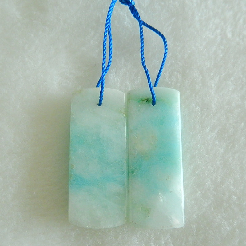 Natural HandmadeAmazonite Earrings Pair 32x12x3mm,6.42g - MyGemGarden