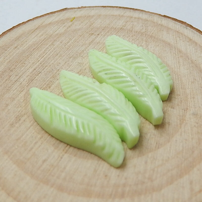 4 PCS Natural Lemon Jade Carved leaf Gemstone Cabochon, 20x6x4mm, 2.9g - MyGemGarden