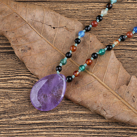 Natural Amethyst and Agate Beads for Necklaces 1 Strand, 22 inch, 35.4g