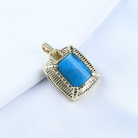 Natural Gemstone Blue Opal Copper Pendant