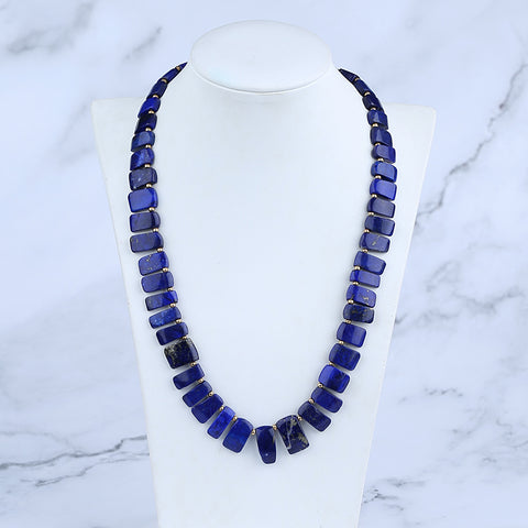 Collier de bijoux en Lapis Lazuli naturel, collier réglable.