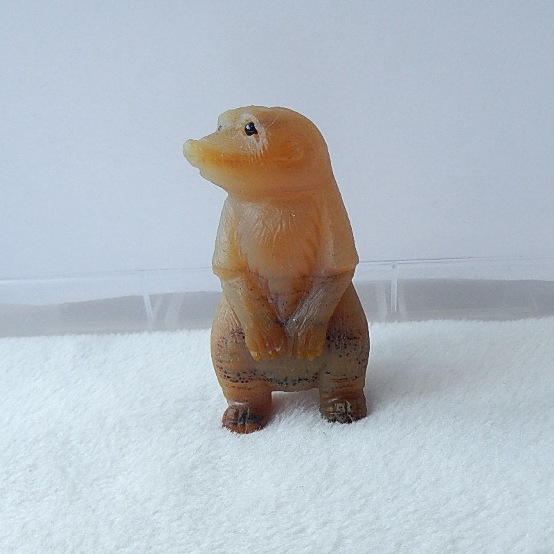 New Design Natural Red Agate Hand Carved Meerkat Gemstone Decoration, 57x28x23mm, 46.9g - MyGemGarden