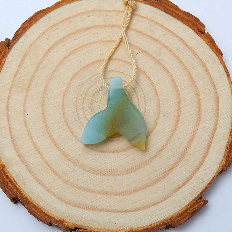 Amazonite Carved leaf Pendant Bead, 18x17x4mm, 1.3g - MyGemGarden