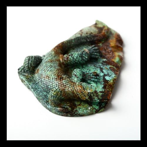 Natural Turquoise Lizard Carving Cabochon, 110x60x15mm, 87g - MyGemGarden
