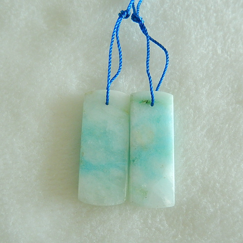 Natural HandmadeAmazonite Earrings Pair 32x12x3mm,6.42g - MyGemGarden