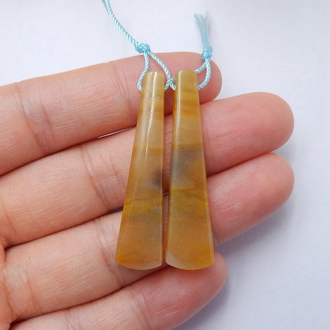 Natural Ocean Jasper Drilled Earrings Pair, stone for Earrings making, 40x10x4mm, 4.9g - MyGemGarden