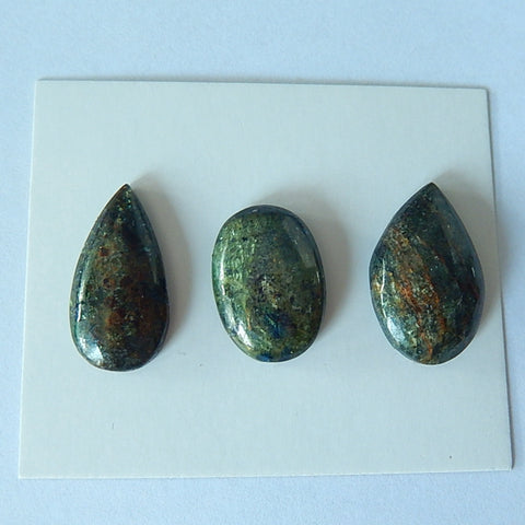 3 PCS Nugget Green Quartz Gemstone Natural Cabochons 25x16x7mm,21x15x6mm,13.5g - MyGemGarden