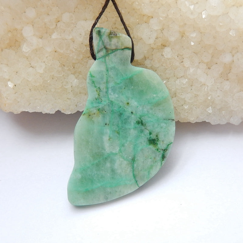 Handmade Chrysocolla Carved bird Pendant Bead, 40x25x7mm, 12.8g - MyGemGarden
