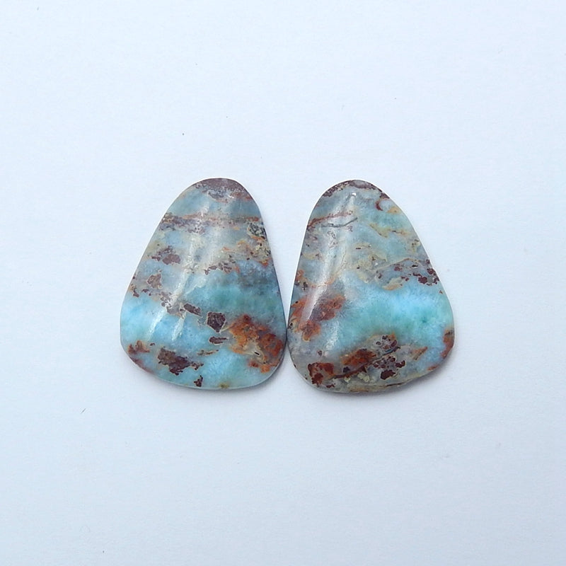 Natural Blue Opal Pear Cabochon Pair, 29x22x5mm, 9.6g - MyGemGarden