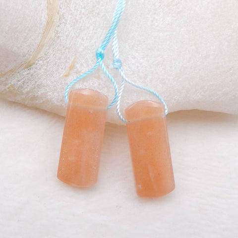 Paire de boucles d'oreilles mode rectangle en pierre de soleil naturelle, pierre pour la fabrication de boucles d'oreilles, 24x10x4mm, 4.4g