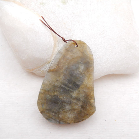雕刻拉长石宝石狼饰品吊坠石,47X31X15mm,23.56g