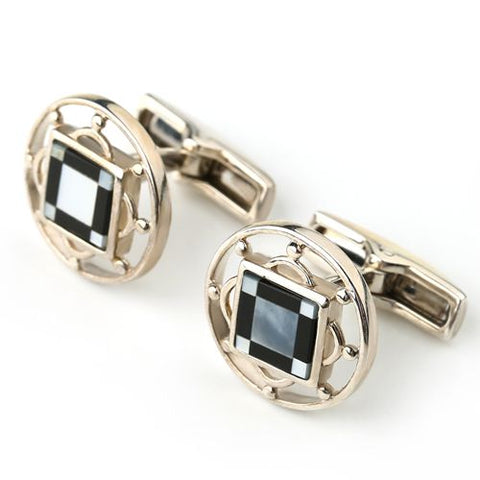 M.O.P Obsidian Inlay Silver cufflinks pairs, 15x3mm, 39.0ct - MyGemGarden