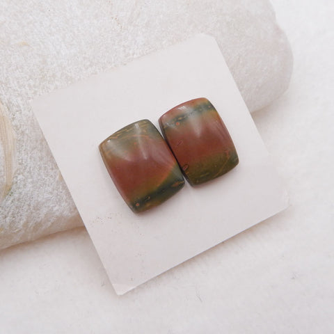 Natural Red Creek Jasper Cabochons Paired 16x12x4mm, 3.0g