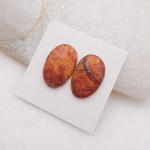 Natural Red Creek Cabochons Paired 21x12x3mm, 2.6g