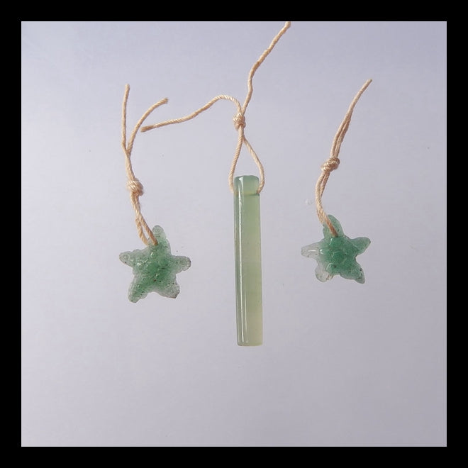 Sell, 3 PCS Carved Green Aventurine Starfish Gemstone Pendant Beads Set, 13x12x4mm, 28x5mm, 2.0g - MyGemGarden