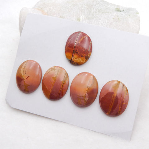 5 PCS Natural Red Creek Jasper Cabochons 25x20x5mm, 19g