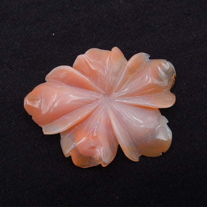 Natural Red Agate Carved Flower Cabochon 79x65x5mm 37.9g