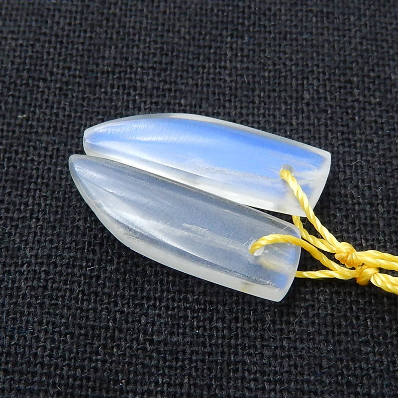 Natural nugget MoonStone Earrings Pair, stone for Earrings making, 22x7x3mm, 2.0g - MyGemGarden