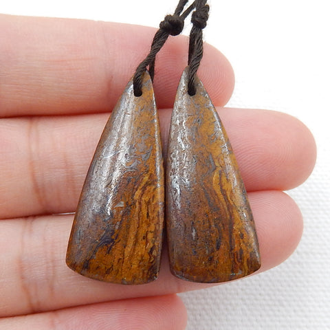 Natural Iron Tiger's Eye Earrings Pair, stone for Earrings making, 32x13x4mm, 5.6g - MyGemGarden