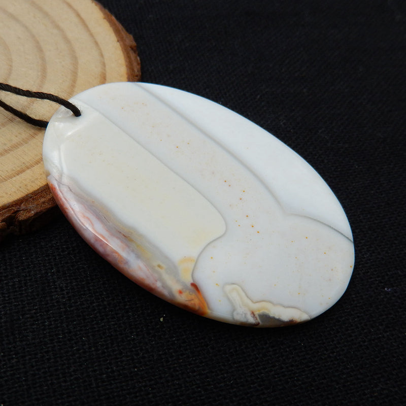 Natural Ocean Jasper Oval Gemstone Pendant Bead, 51x36x5mm, 15.7g - MyGemGarden