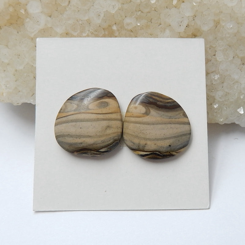 Us Biggs Jasper Cabochon Pair, 15x15x3mm, 2.7g - MyGemGarden