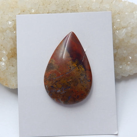 Natural Mushroom Jasper Teardrop Gemstone Cabochon, 39x26x6xmm, 9.6g - MyGemGarden