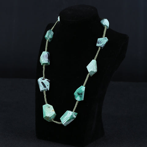 Colliers de pierres précieuses brutes, collier de colliers de pierres précieuses turquoise, collier réglable