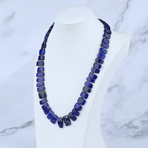 Collier de bijoux en Lapis Lazuli naturel, collier réglable.