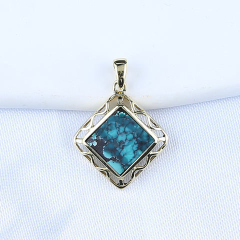 Natural Gemstone Turquoise Copper Pendant