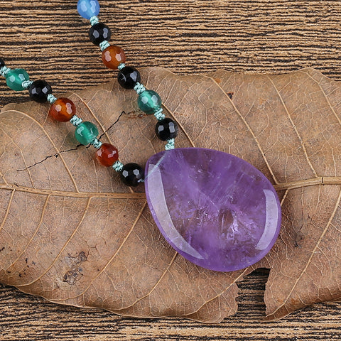 Natural Amethyst and Agate Beads for Necklaces 1 Strand, 22 inch, 35.4g