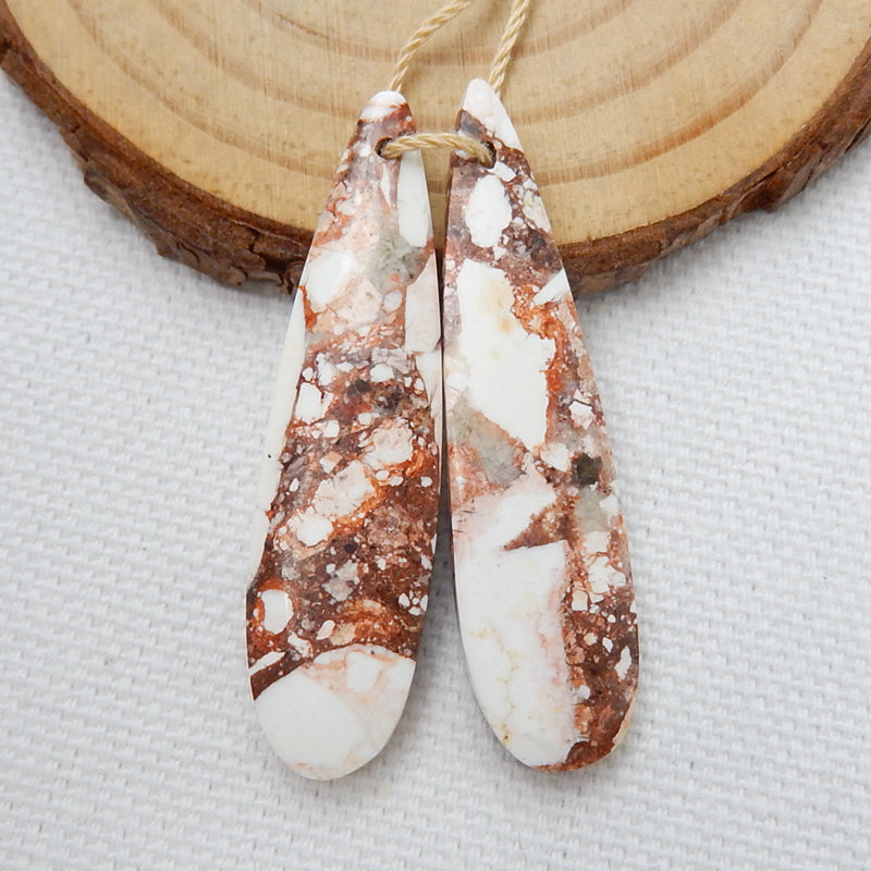 Howlite Earrings, Teardrop Dangle Earrings,Gemstone Jewelry Set, 41x11x4mm,6.4g - MyGemGarden
