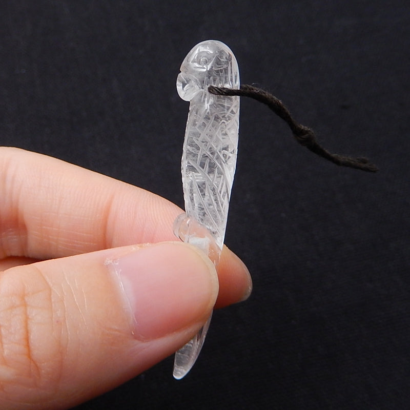 Carved Quartz Gemstone Bird Pendant, Fashion Pendant, Animal Necklace Pendant, Unique Pendant, 49x9x8mm, 3.7g - MyGemGarden