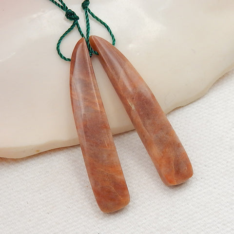 Sunstone Earrings Stone Pair, stone for earrings making, 40x8x4mm, 4.7g - MyGemGarden
