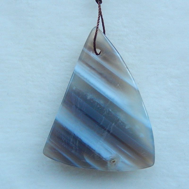 Stripe Agate Gemstone Natural Pendant Bead, 45x35x8mm, 15.3g - MyGemGarden